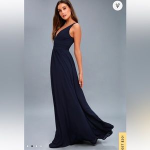Lulu’s Leading Role Dark Blue Maxi Dress Sz M EUC